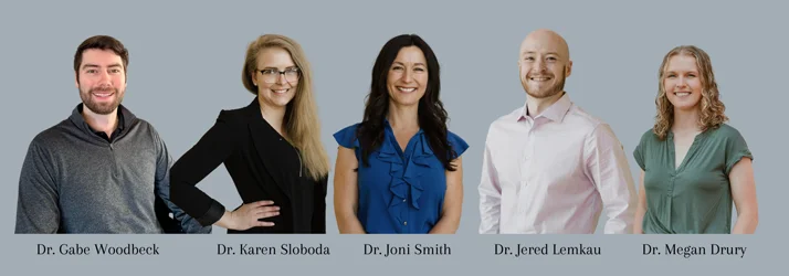 Chiropractor Lincoln NE Joni Smith Karen Sloboda Jered Lemkau Megan Drury Gabe Woodbeck Team Hero The Active Life Family Chiropractic team of chiropractors